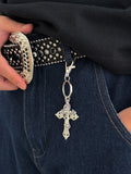 Retro Kreuzanhänger Schlüsselring Jeans-Hosenkette