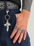 Retro Kreuzanhänger Schlüsselring Jeans-Hosenkette