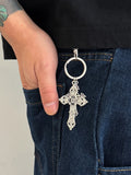 Retro Kreuzanhänger Schlüsselring Jeans-Hosenkette