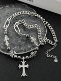 Modische Retro Gothic Kreuz-Perlen-Halskette