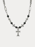 Modische Retro Gothic Kreuz-Perlen-Halskette