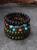 Böhmisches Vintage Holzperlen-Armband-Set