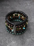 Böhmisches Vintage Holzperlen-Armband-Set