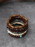 Böhmisches Vintage Holzperlen-Armband-Set