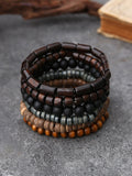 Böhmisches Vintage Holzperlen-Armband-Set