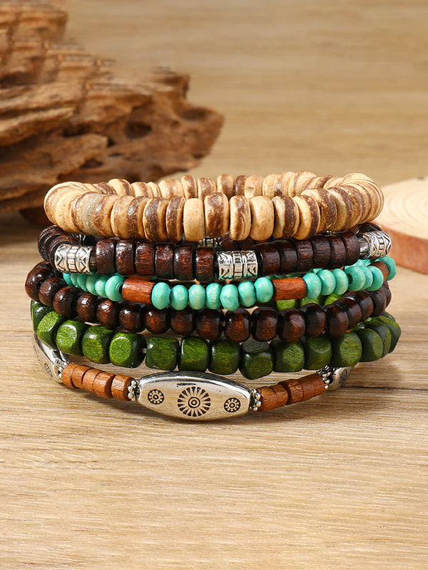 6-teiliges Böhmisches Perlen-Stapelarmband-Set