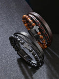 Mehrlagiges Leder-Kreuz-Armband