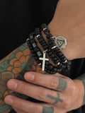 4-teiliges Stapelbares Perlen-Kreuz-Armband-Set