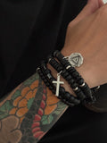 4-teiliges Stapelbares Perlen-Kreuz-Armband-Set
