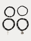 4-teiliges Stapelbares Perlen-Kreuz-Armband-Set