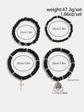4-teiliges Stapelbares Perlen-Kreuz-Armband-Set