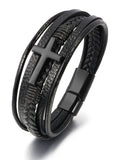 Mehrlagiges Geflochtenes Leder-Kreuz-Armband