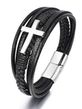 Mehrlagiges Geflochtenes Leder-Kreuz-Armband
