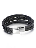 Mehrlagiges Geflochtenes Leder-Kreuz-Armband