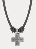 Vintage Kreuz-Anhänger Lederhalskette