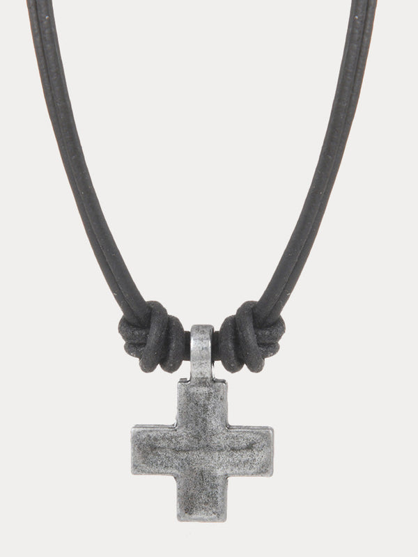 Vintage Kreuz-Anhänger Lederhalskette