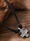 Vintage Kreuz-Anhänger Lederhalskette