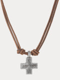 Vintage Kreuz-Anhänger Lederhalskette
