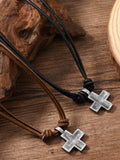 Vintage Kreuz-Anhänger Lederhalskette