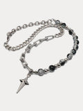 Gothic Punk Halskette mit Stern-Anhänger und Perlen