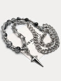 Gothic Punk Halskette mit Stern-Anhänger und Perlen