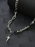Gothic Punk Halskette mit Stern-Anhänger und Perlen