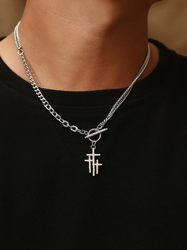 Wasserfeste Halskette mit Triple-Cross & Knebelverschluss