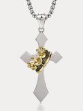 Modische goldene Halskette mit Kronen-Kreuz-Anhänger