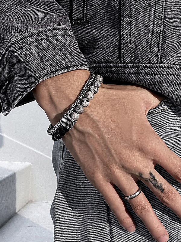 Lässiges Streetwear Doppelstrang-Perlenarmband