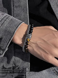 Lässiges Streetwear Doppelstrang-Perlenarmband