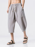 3/4 Shorts Freizeithose aus Baumwolle und Leinen