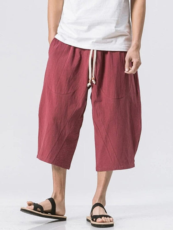 3/4 Shorts Freizeithose aus Baumwolle und Leinen