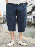 3/4 Shorts Freizeithose aus Baumwolle und Leinen