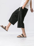 3/4 Shorts Freizeithose aus Baumwolle und Leinen