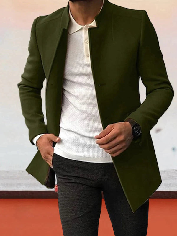 Trendiger einfarbiger Tweed-Blazer Armeegrün