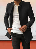 Trendiger einfarbiger Tweed-Blazer Armeegrün Schwarz