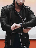 Lederjacke mit Revers und Reißverschluss