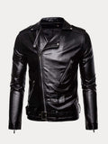 Lederjacke mit Revers und Reißverschluss