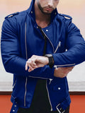 Lederjacke mit Revers und Reißverschluss
