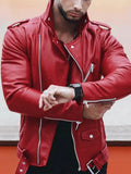 Lederjacke mit Revers und Reißverschluss