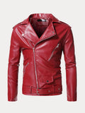 Lederjacke mit Revers und Reißverschluss