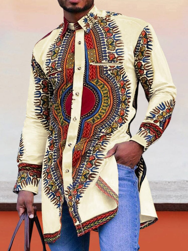Langes Shirt mit Grafik im Ethno-Stil