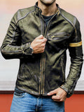 Punk-Lederjacke mit Stehkragen