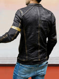 Punk-Lederjacke mit Stehkragen