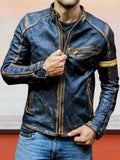 Punk-Lederjacke mit Stehkragen