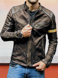 Punk-Lederjacke mit Stehkragen