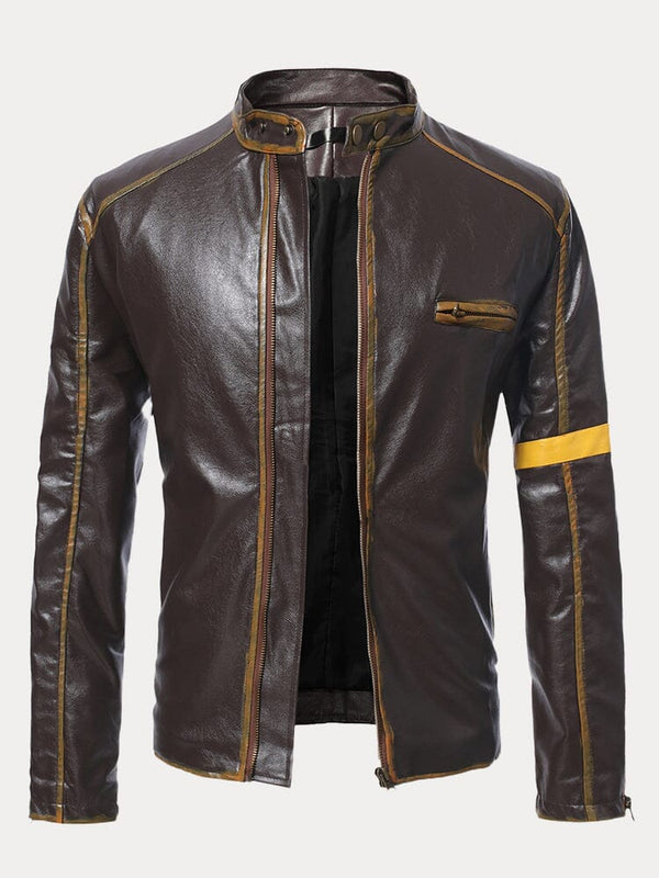Punk-Lederjacke mit Stehkragen