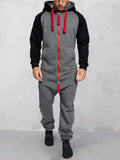 Coofandy Fleece-Sportoverall mit Kontrastnähten