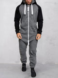 Coofandy Fleece-Sportoverall mit Kontrastnähten