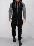 Coofandy Fleece-Sportoverall mit Kontrastnähten